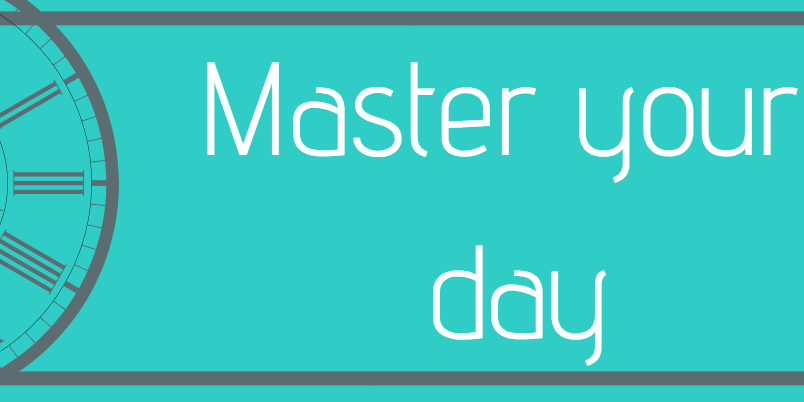 Screen Shot 2018-09-13 at 12.15.08 Image of a clock with the text master your day along with the logo for R K Virtual Assistance linked to the time management article